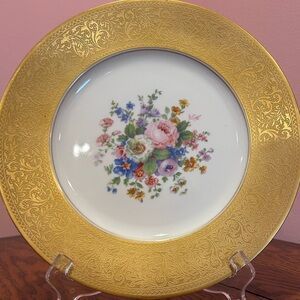 Hutschenreuther Bavaria Gold and White Floral Cabinet Plate